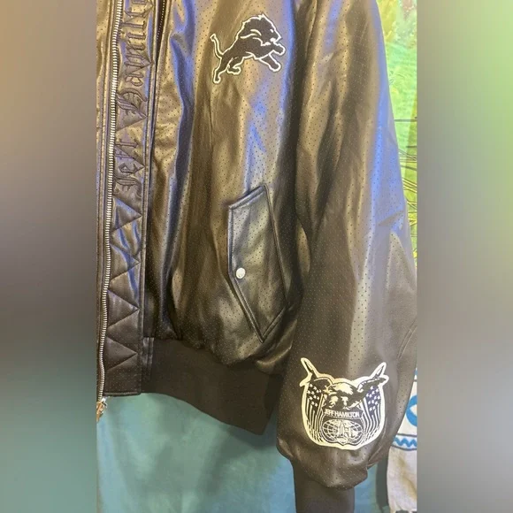Jeff Hamilton Limited Edition Reversible NFL Detroit Lions Leather Bomber Jacket